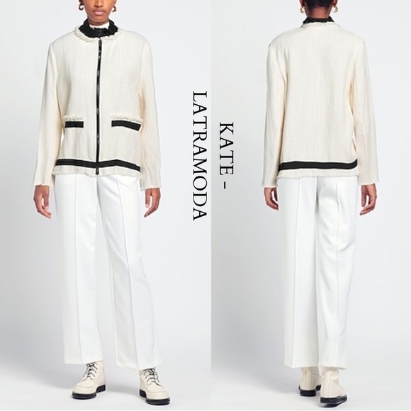 ✨NEW!✨ KATE by LATRAMODA Women’s Tweed Zip Up Jacket - Size 40 - Picture 1 of 14